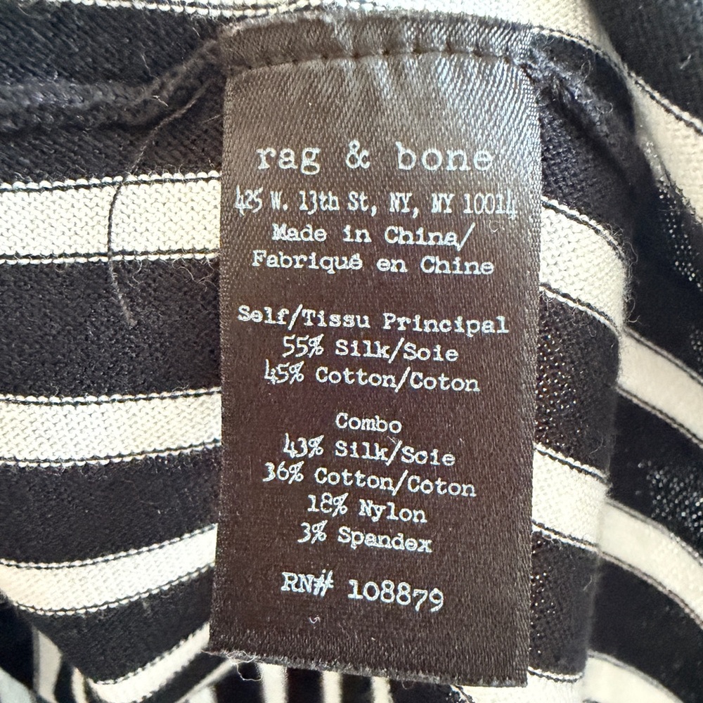 Rag & Bone Livvy Black White Striped Silk Blend Mock Neck Tank Top L MSRP $225 - Picture 5 of 7